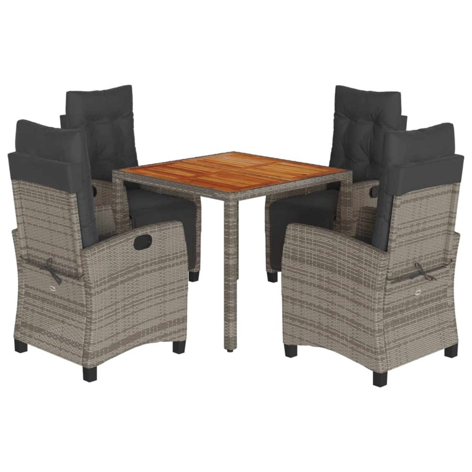 vidaXL 5-Tlg Garten-Essgruppe mit Kissen Grau Poly Rattan 3212913 günstig online kaufen