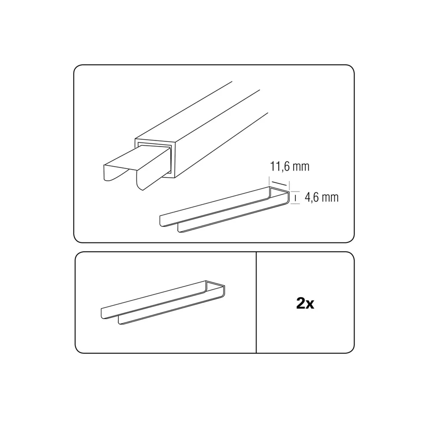 Gardinia Schienenverbinder, 2er-Pack, für Profil VSA1/VS57, silberfarben.