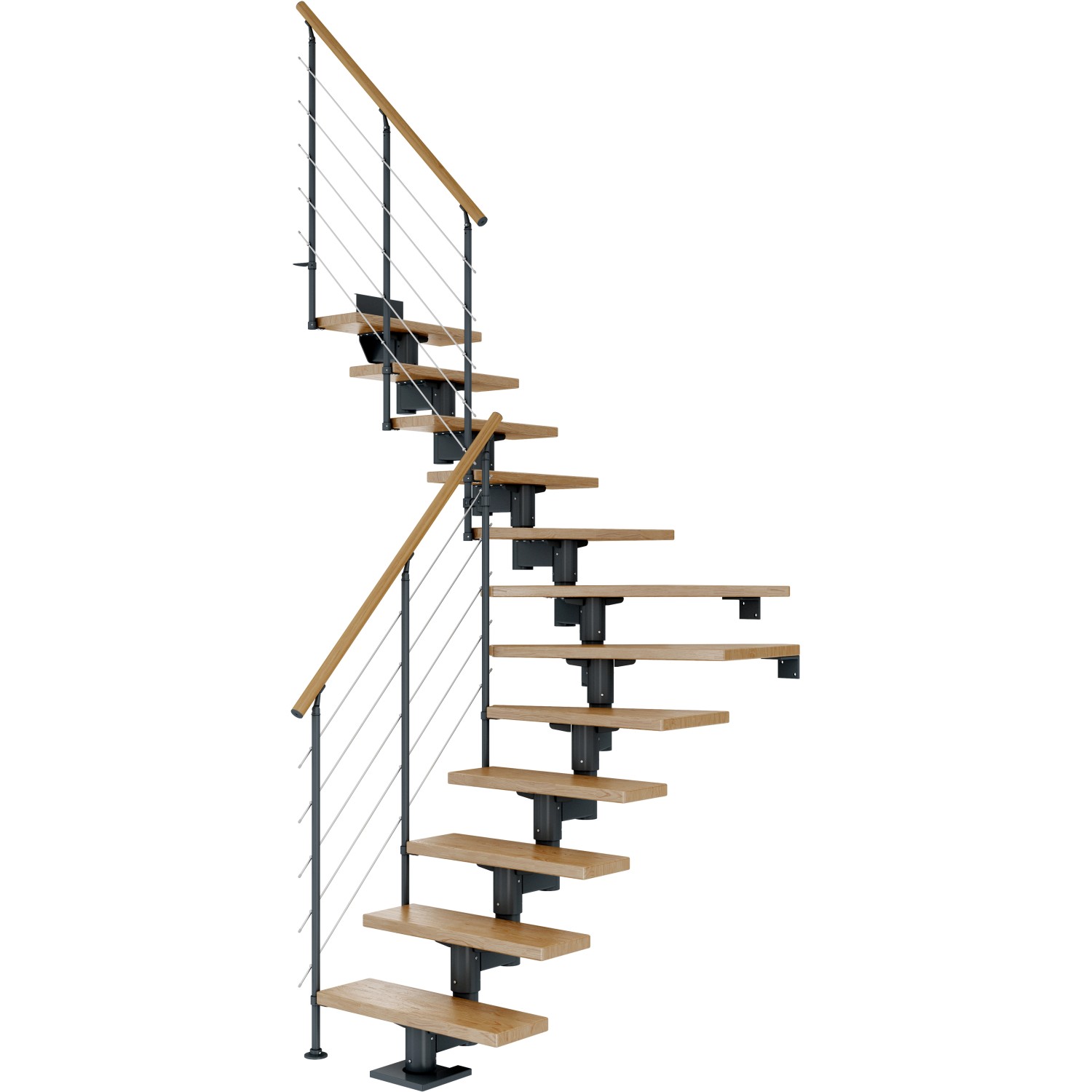 Dolle Mittelholmtreppe Cork Eiche Anthrazit GH b. 270cm 1/4 Gewendelt 75cm günstig online kaufen