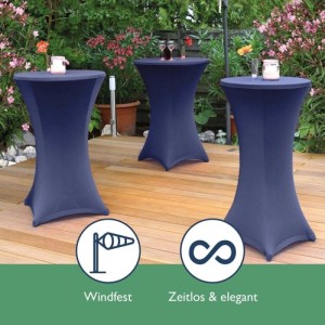 Beautissu Stella Stehtischhusse ø 80cm Blau 2tlg