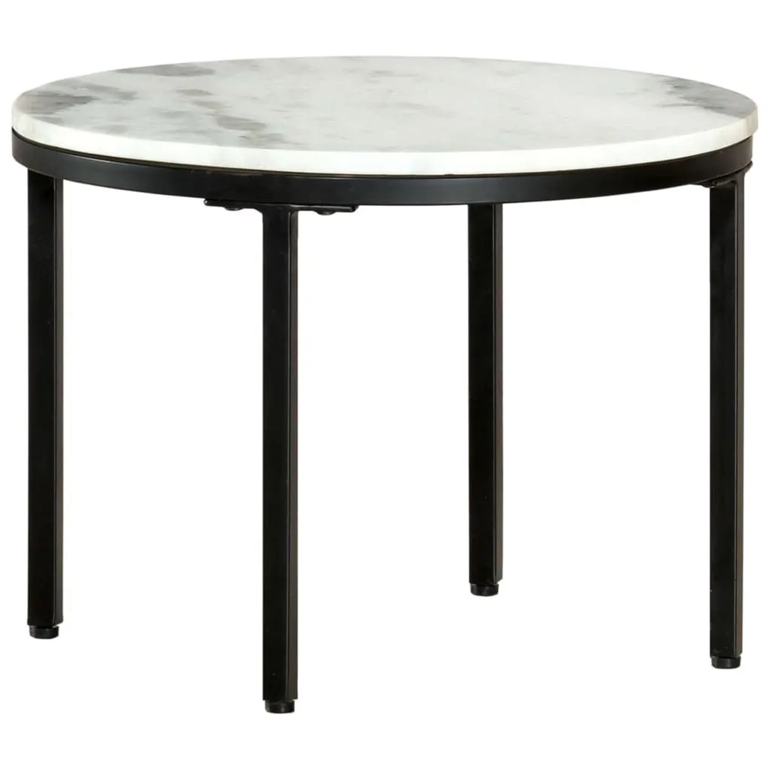 vidaXL Couchtisch Weiß und Schwarz Ø50 cm Echter Marmor 286411