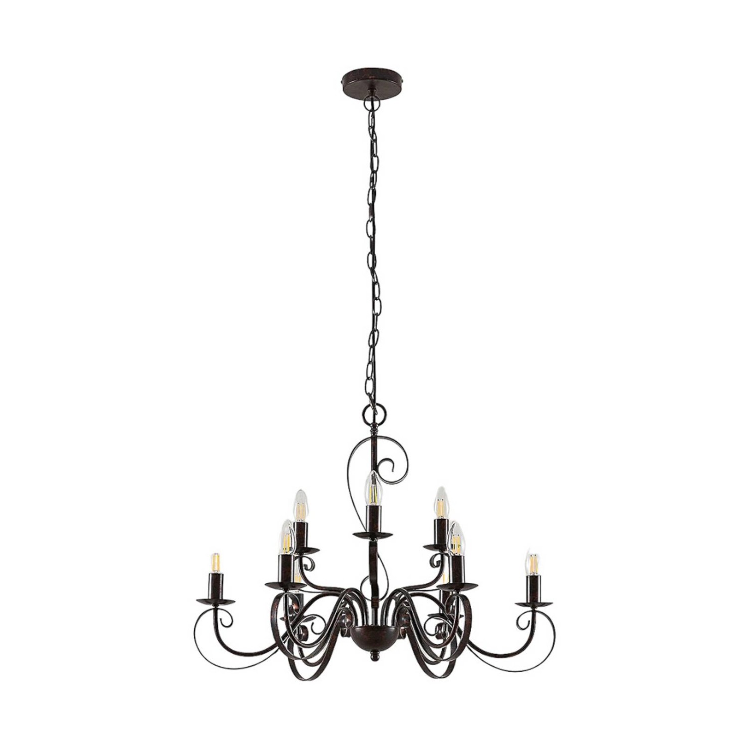 Lindby Kronleuchter Caleb 9620631 Landhaus Vintage Rustikal in Braun aus Me günstig online kaufen
