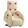 Cremefarbener Massagesessel mit Aufstehhilfe und Vibrationsmassage.