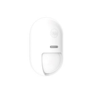 Weißer, kabelloser Yale Bewegungsmelder für Innenräume, Teil des Smart Alarm Systems.