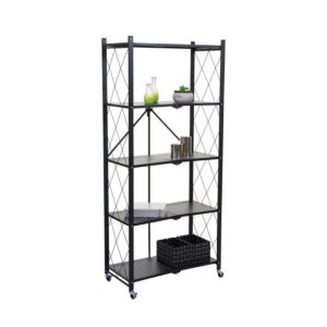 BERLINLODGE KLAP Klappbares Regal Auf Rollen HxBxT 167 x 72 x 34 cm 5 Ebenen Belastbarkeit 250kg Schwarz Wohnregal