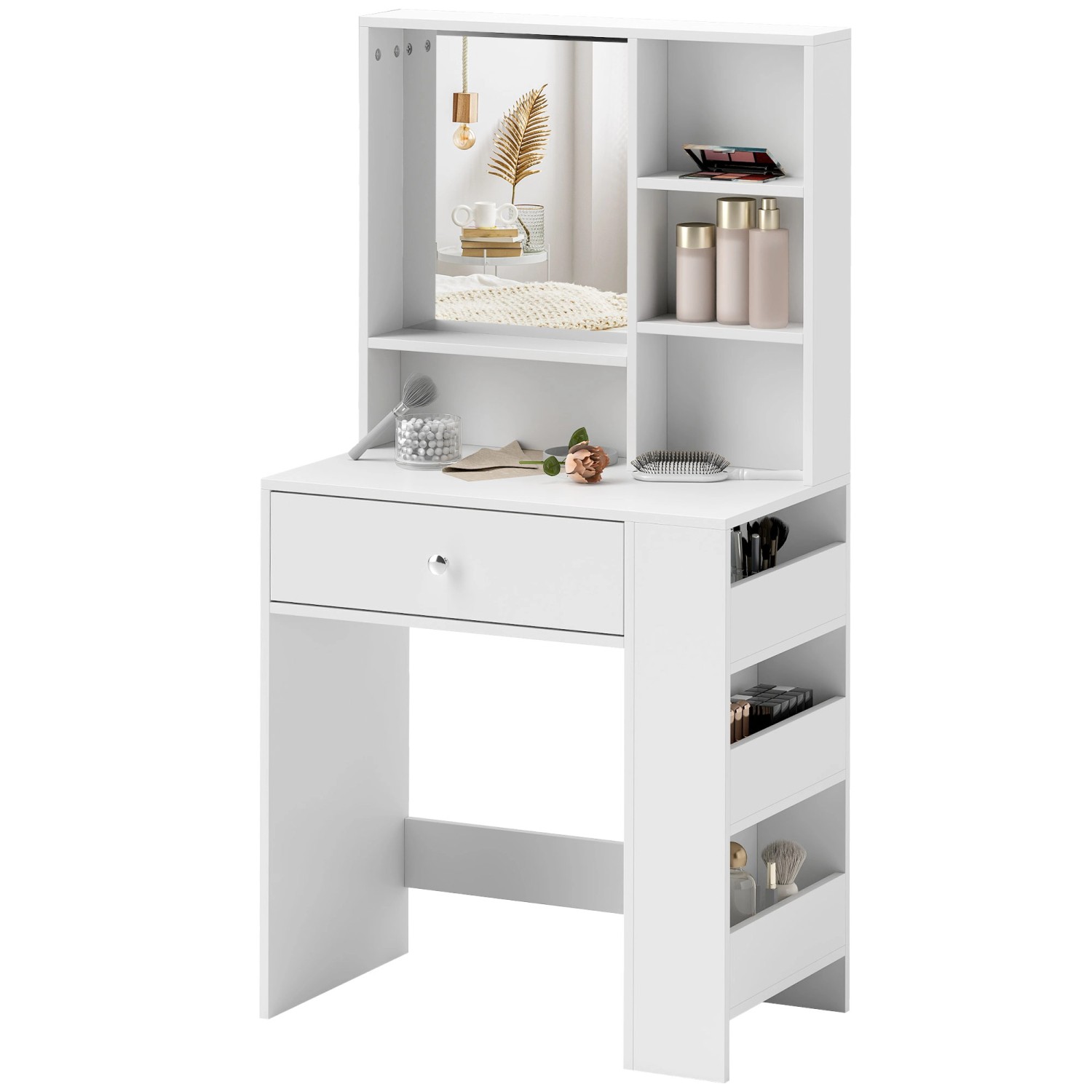 HOMCOM Schminktisch Spanplatte 70L x 40B x 137H cm Weiß