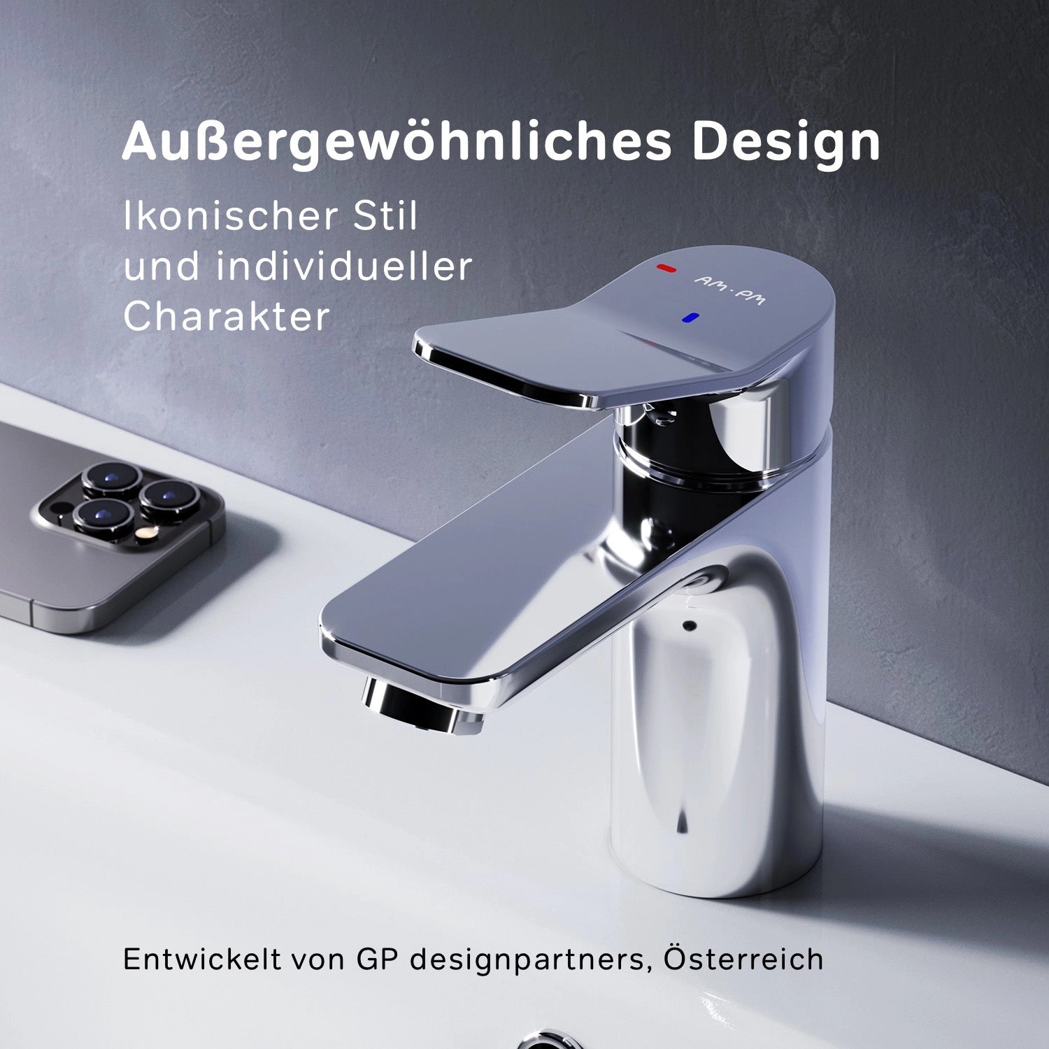 AM.PM Waschtischarmatur EcoStart-Funktion mit Klick-Ablauf 