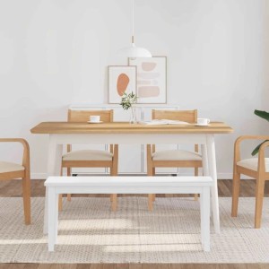 vidaXL Bank 110 cm Weiß Massivholz Gummibaum 4102608