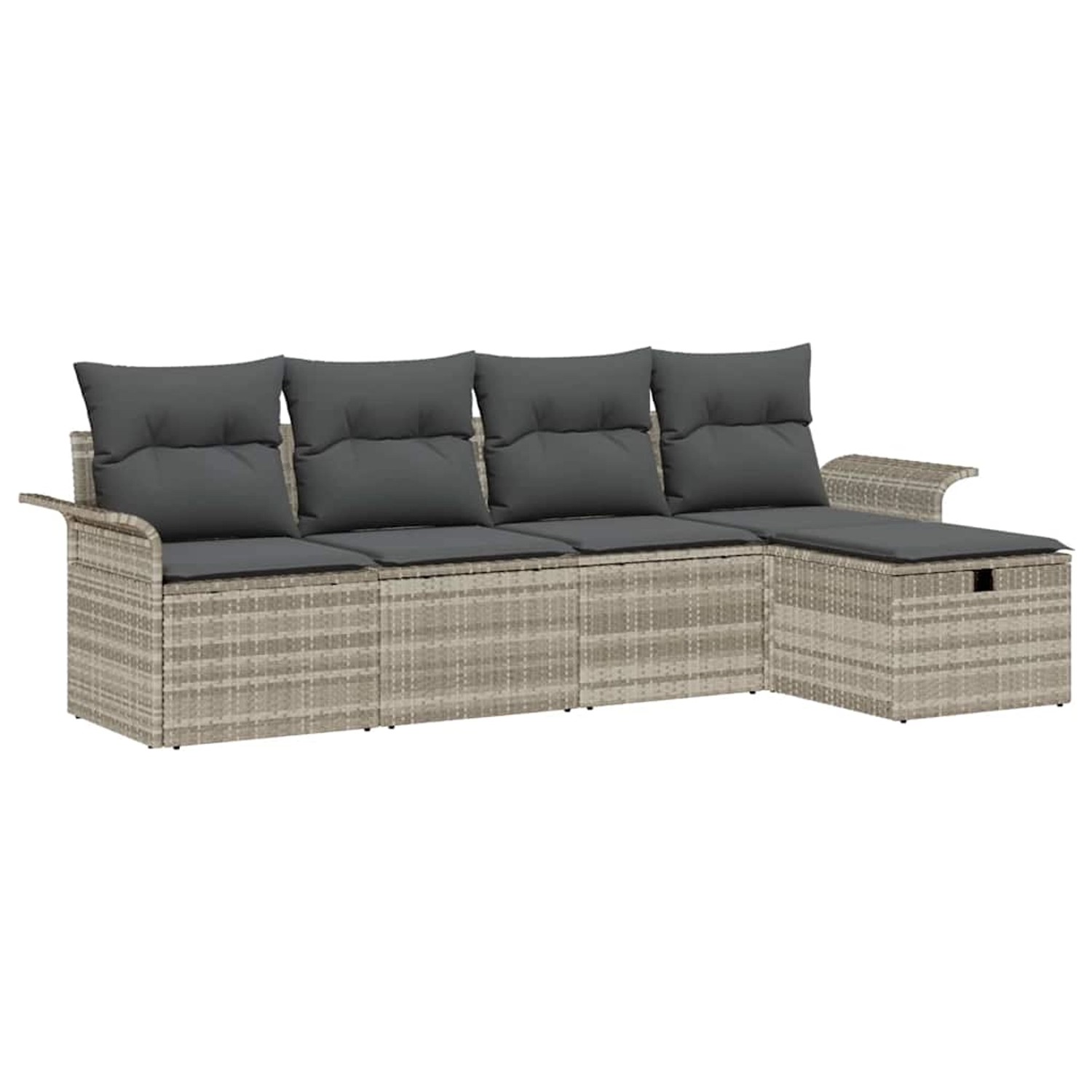 vidaXL Garten-Sofa-Set mit Kissen 5-Tlg Hellgrau Poly Rattan 3360193 günstig online kaufen