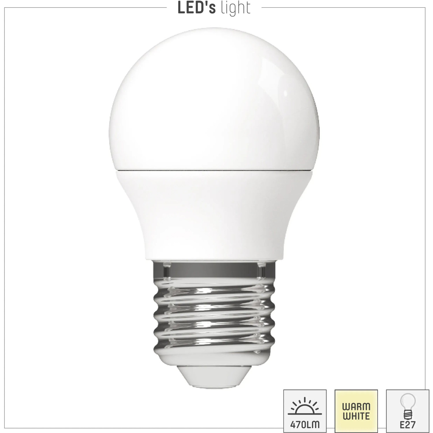 E27 LED-Leuchtmittel Globe G45, 4,9 W, 470 lm, 3er-Set, warmweiß.
