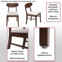 MCW Esszimmerstuhl M59 6er-Set, dunkles Holzgestell, creme Sitzfläche, Details zu Polsterung und Fußbodenschoner.