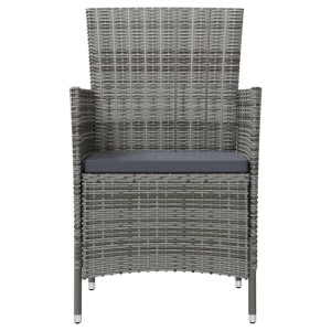 vidaXL Gartenstühle mit Kissen 2 Stk Poly Rattan Grau 316682