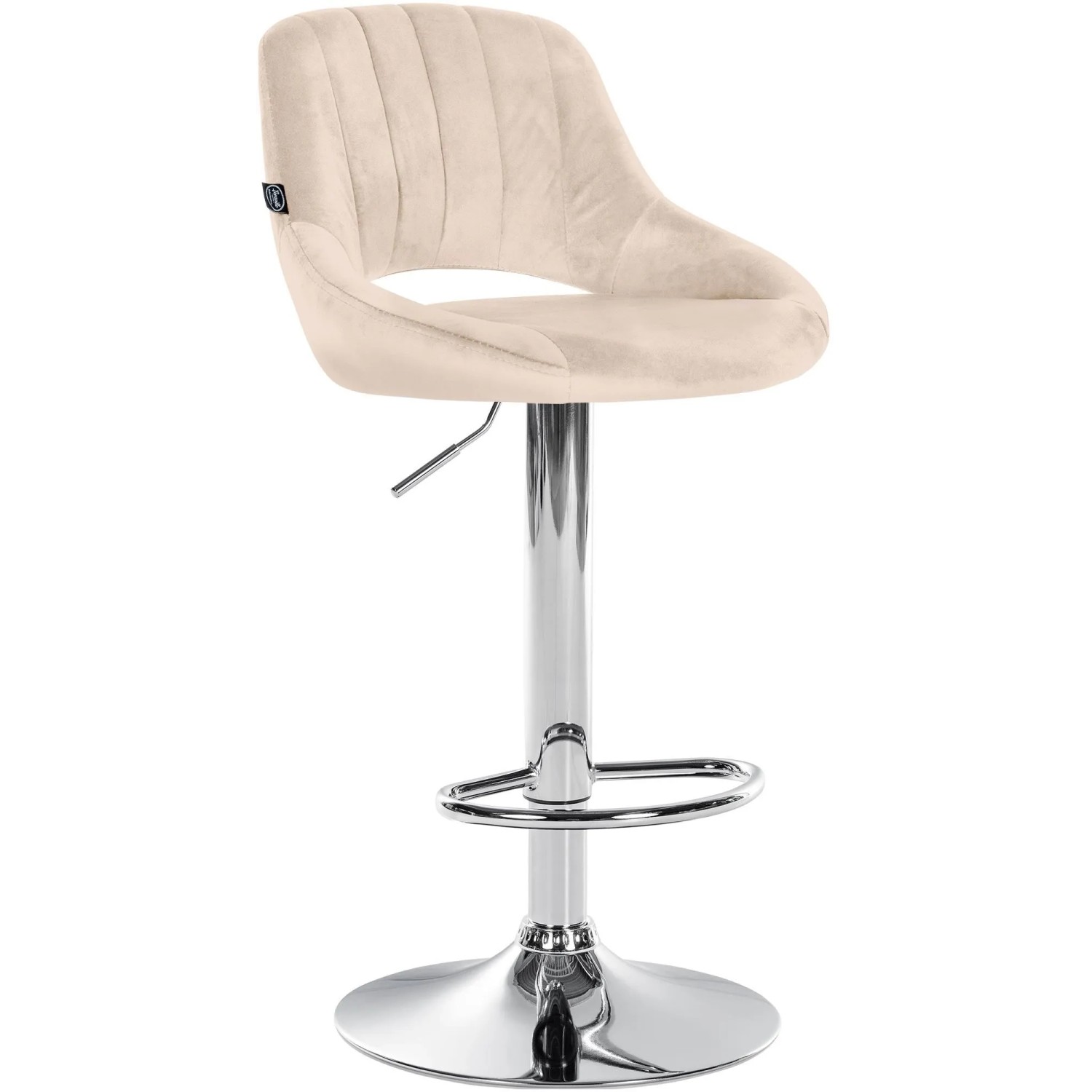 DELUKE Barhocker SEGAD Samt Creme 47x48x85cm Silber Barstuhl Mit Lehne Tresenhocker Tresenstuhl