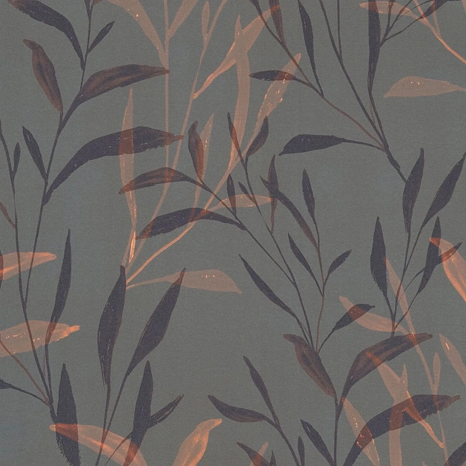PROFHOME 782222-GU Natur Tapete Floral Matt Anthrazit Orange-Rot Lila 0,53 m x 10,05 m 5,33 m2