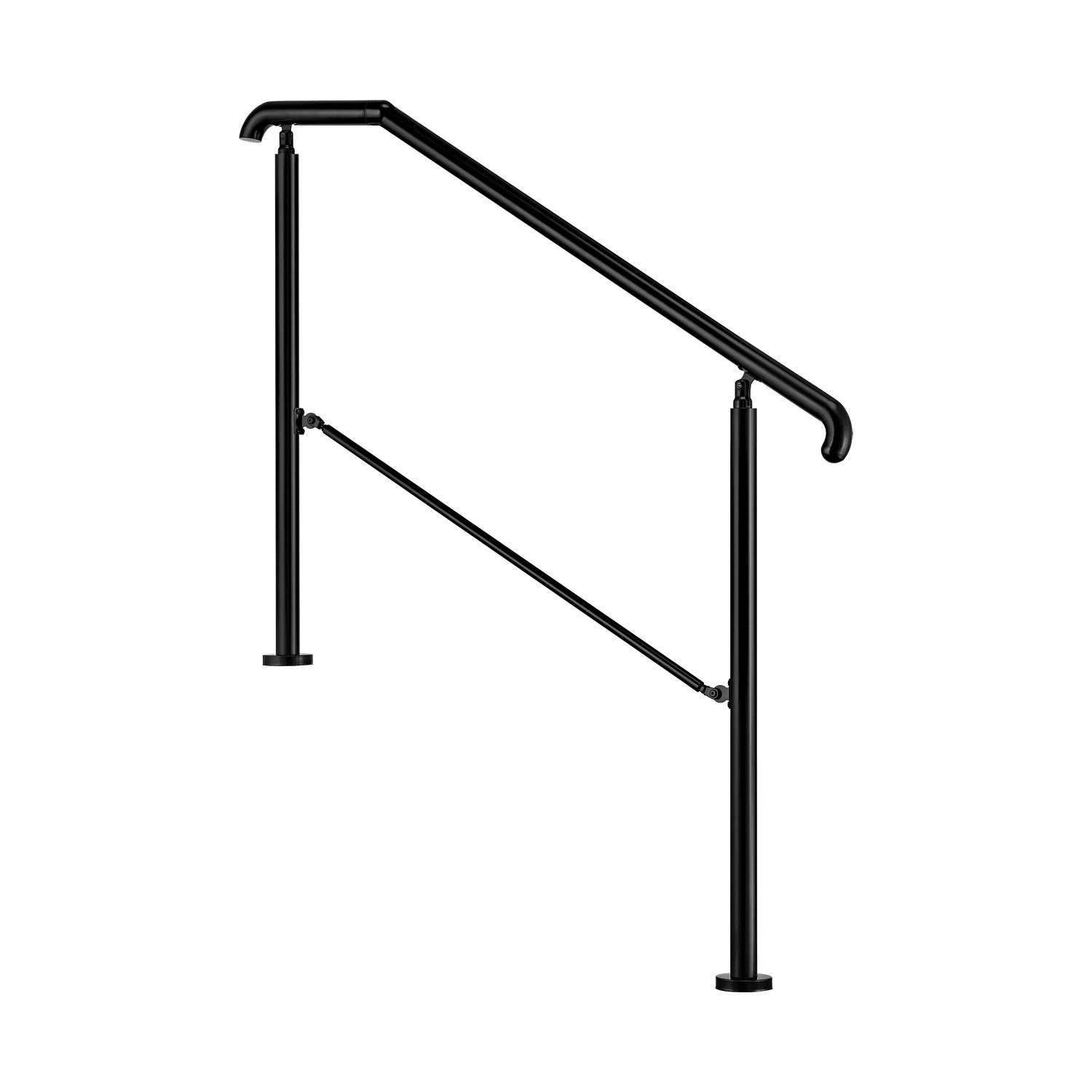 AICA Edelstahl-Eingangsgeländer 136 cm Schwarz für 2 oder 3 Stufen