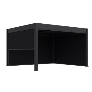 Graues Paragon Outdoor Seitenteil für Grand Tuscan Pergola, 340x237cm, als Wind- und Sichtschutz.