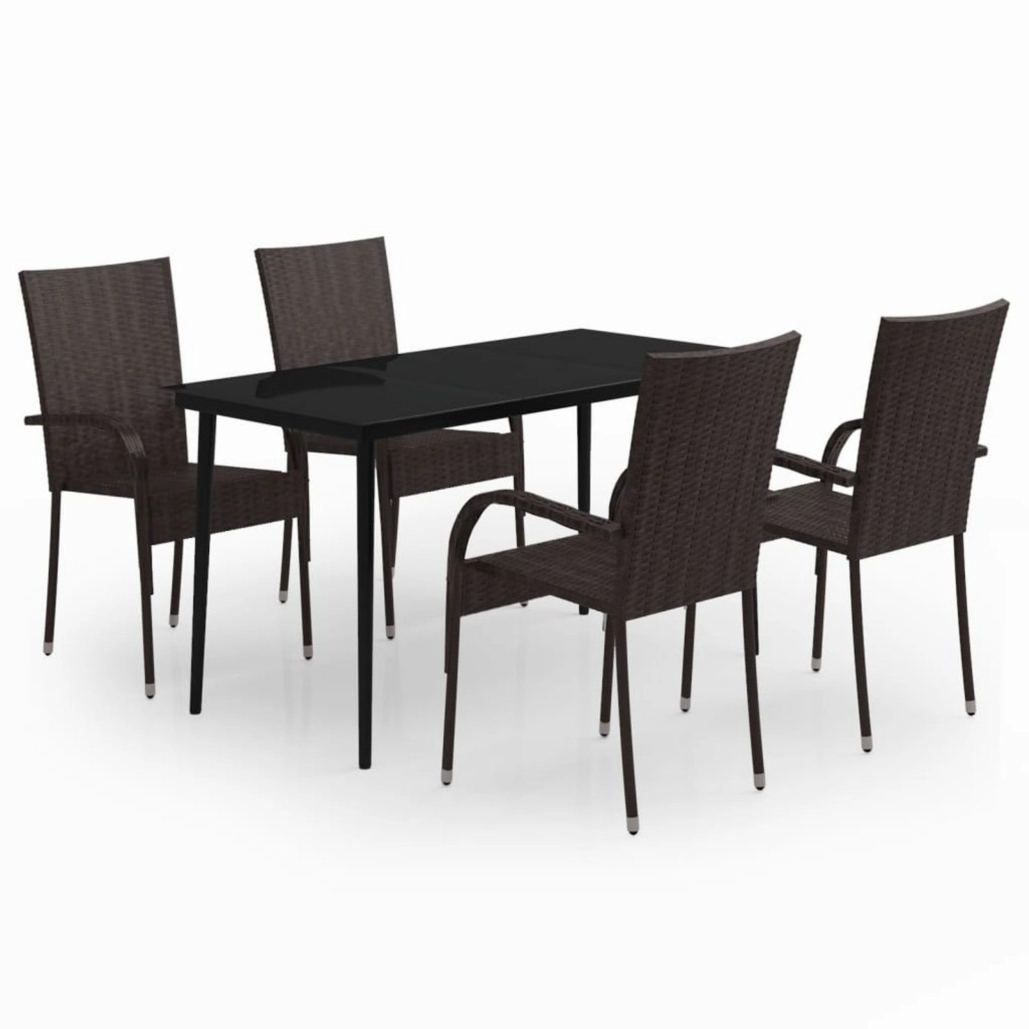 vidaXL 5-Tlg Garten-Essgruppe Braun und Schwarz 3099403