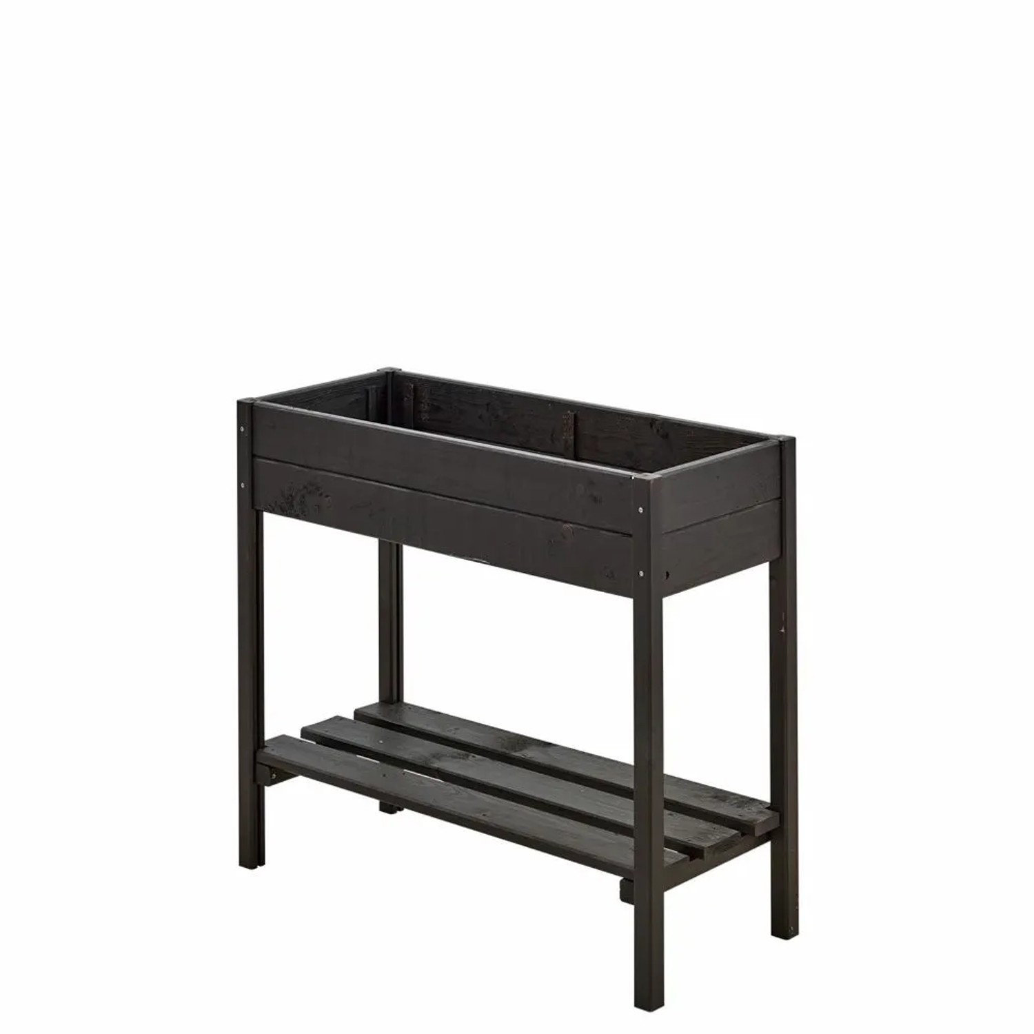 PLUS Pflanzkasten auf Standfuß mit Regalboden 88x37x79 cm - Schwarz