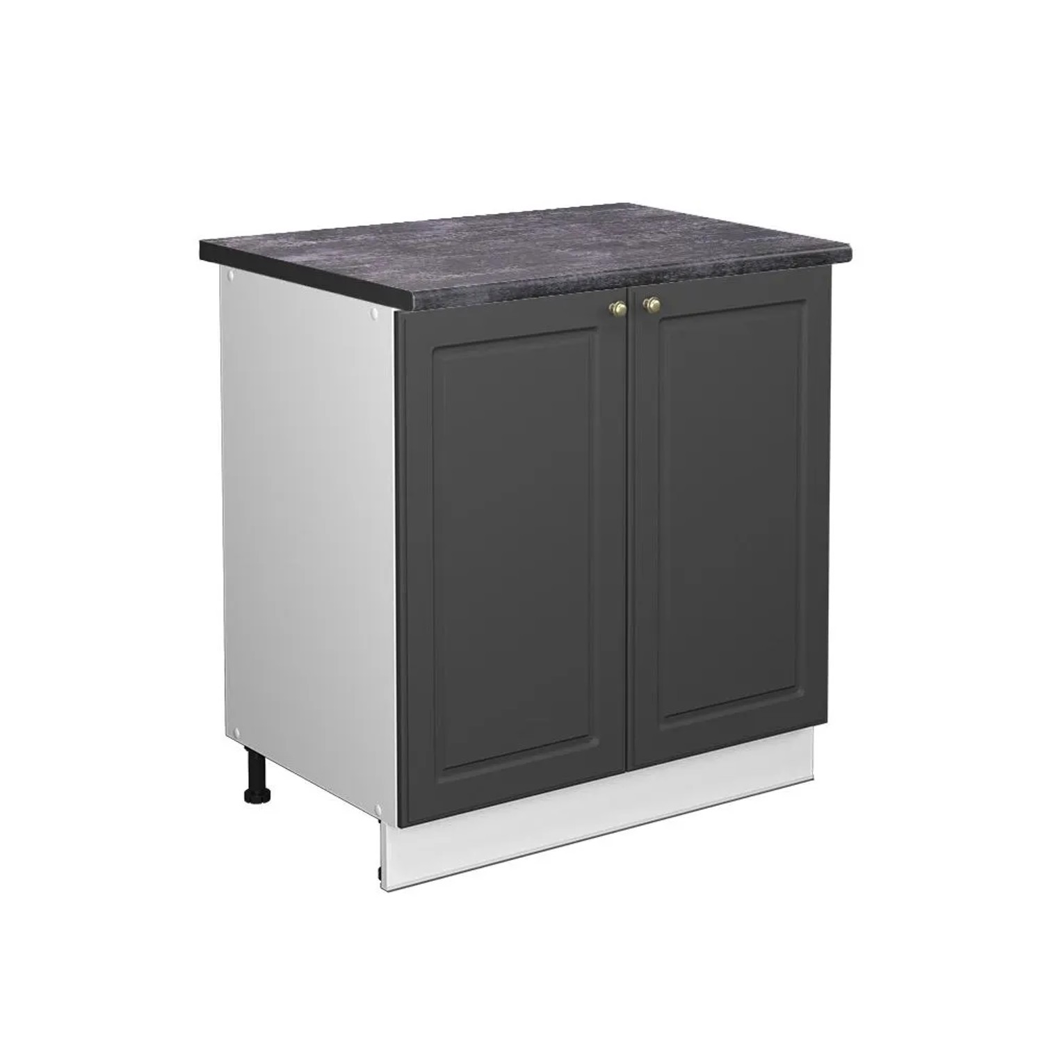 Vicco Küchenunterschrank Fame-Line Anthrazit-Gold Landhaus/Weiß 80 x 82 Arbeitsplatte Anthrazit