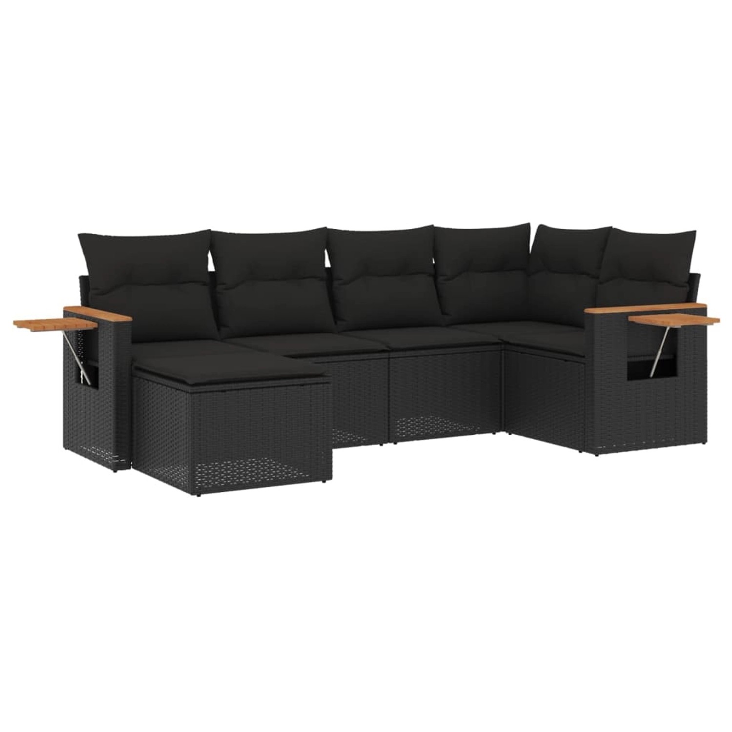 vidaXL 6-Tlg Garten-Sofagarnitur mit Kissen Schwarz Poly Rattan 3227014 günstig online kaufen