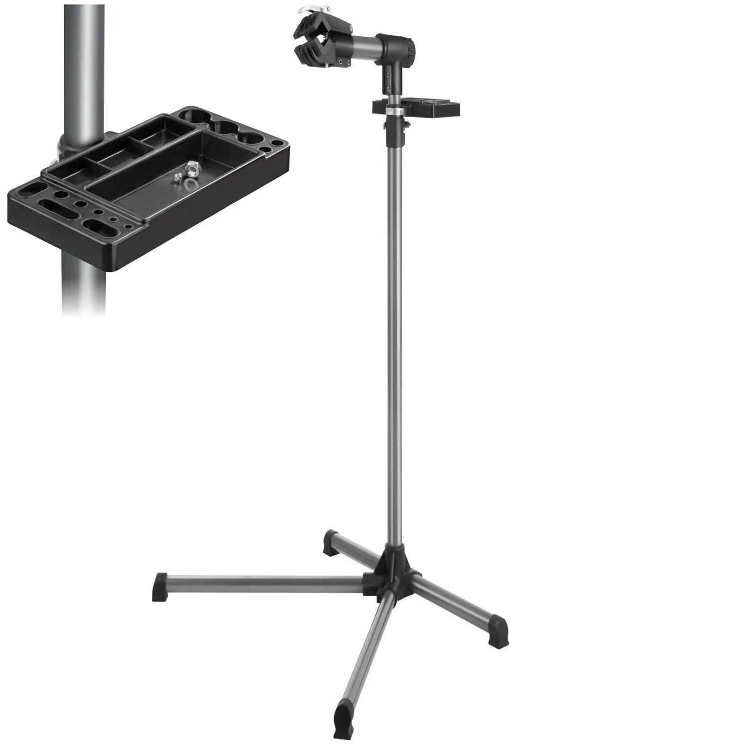 Tectake Fahrradmontageständer  Für Alle Gängigen Modelle Stufenlos Höhenverstellbar und 360° Drehbar  90 x 60 x 155 cm Schwarz