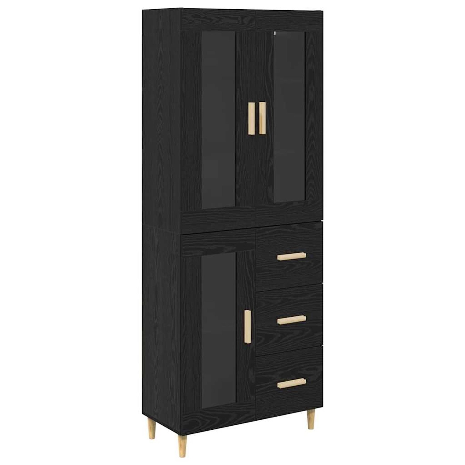 vidaXL Highboard Wandmontiert 2 Stk Schwarz Eichen-Optik Holzwerkstoff 3416 günstig online kaufen