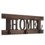 Wandgarderobe C60 im Shabby-Look Braun mit HOME Schriftzug und 3 Doppelhaken.