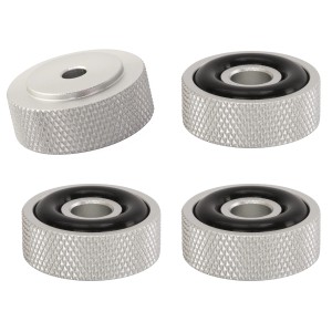 Dynavox Gerätefüße, 4er Set, silber, Ø 20mm, mit Rändelung für HiFi-Geräte.