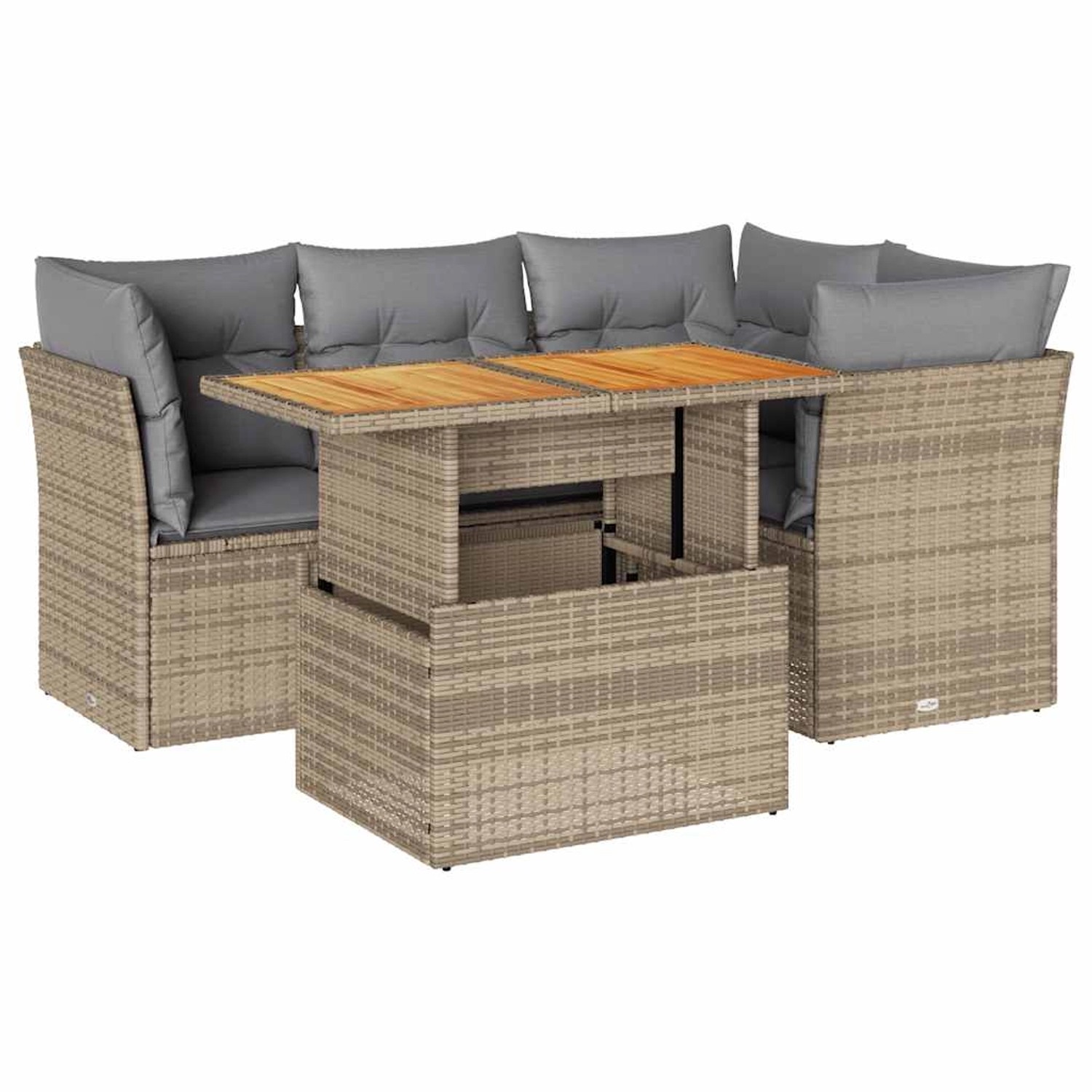 vidaXL 5-Tlg Garten-Sofagarnitur mit Kissen Beige Poly Rattan 3326922 günstig online kaufen