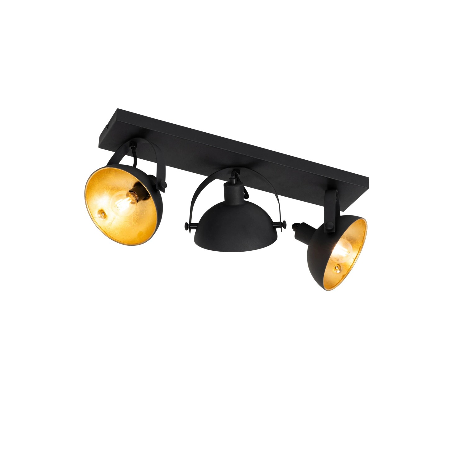 QAZQA Industrielle Deckenleuchte Schwarz mit Gold 3 Flammig Verstellbar   Magnax