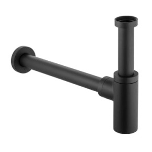 Kronenbach Design-Siphon Lima 2.0, rund, schwarz matt, Universalanschluss 1 1/4 Zoll.