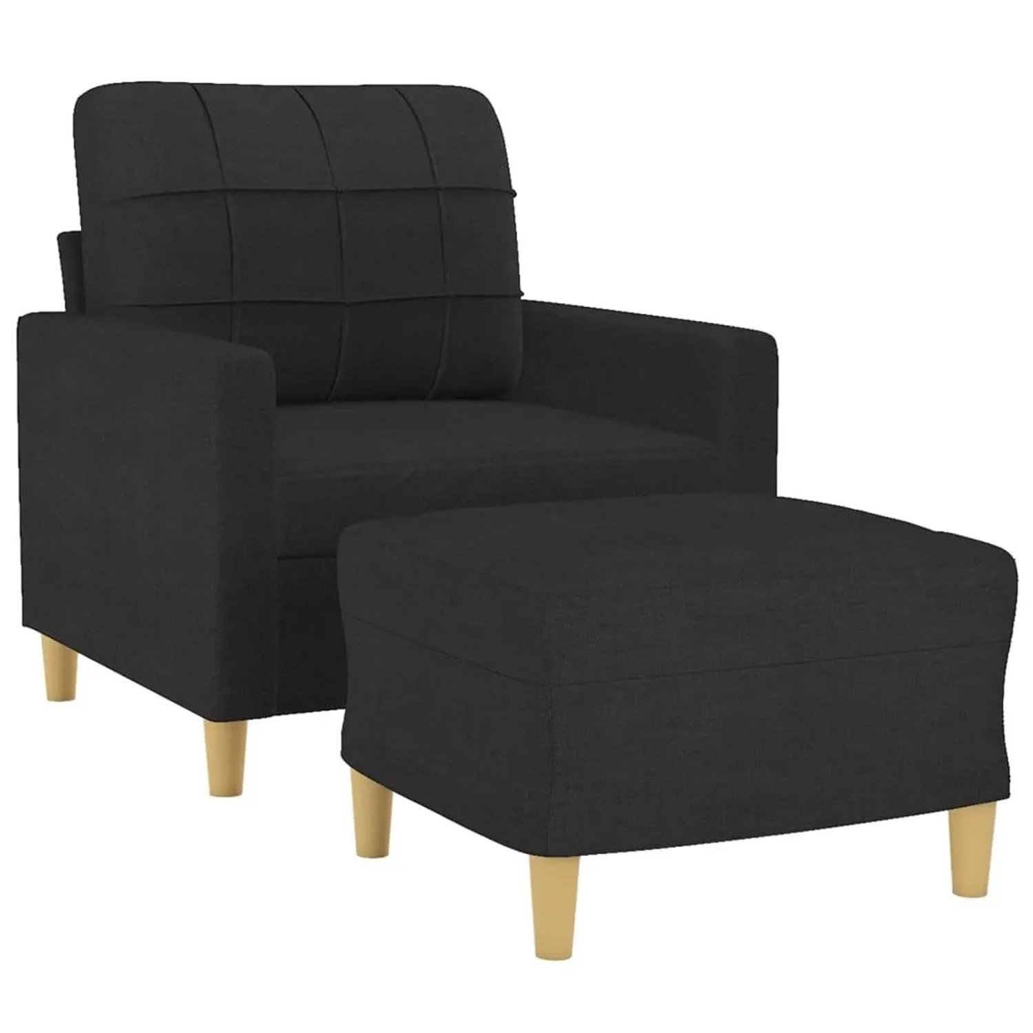 vidaXL Sessel mit Hocker Schwarz 60 cm Stoff 3200997