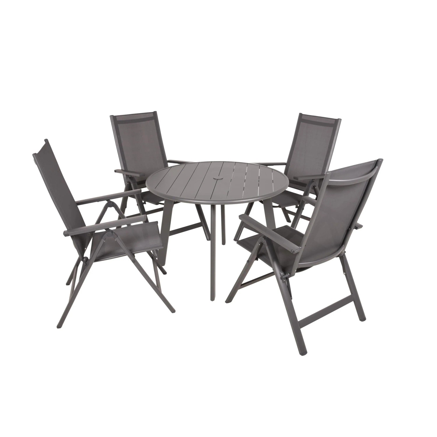 DELUKE Garten-Sitzgruppe UTE 5-tlg. Kunststoff Anthrazit Gartenmöbel-Set Gartengarnitur Garten-Essgruppe