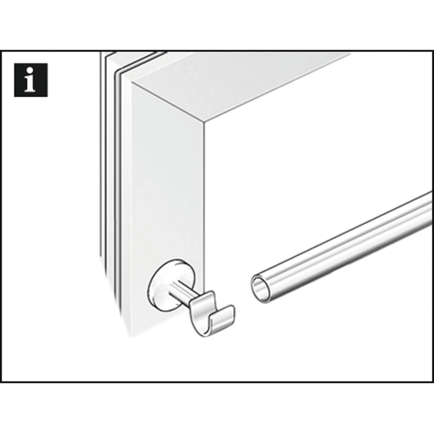 Gardinia Träger New York für Caféhausstange, Edelstahloptik, 12 mm Durchmesser, 3 cm Länge.