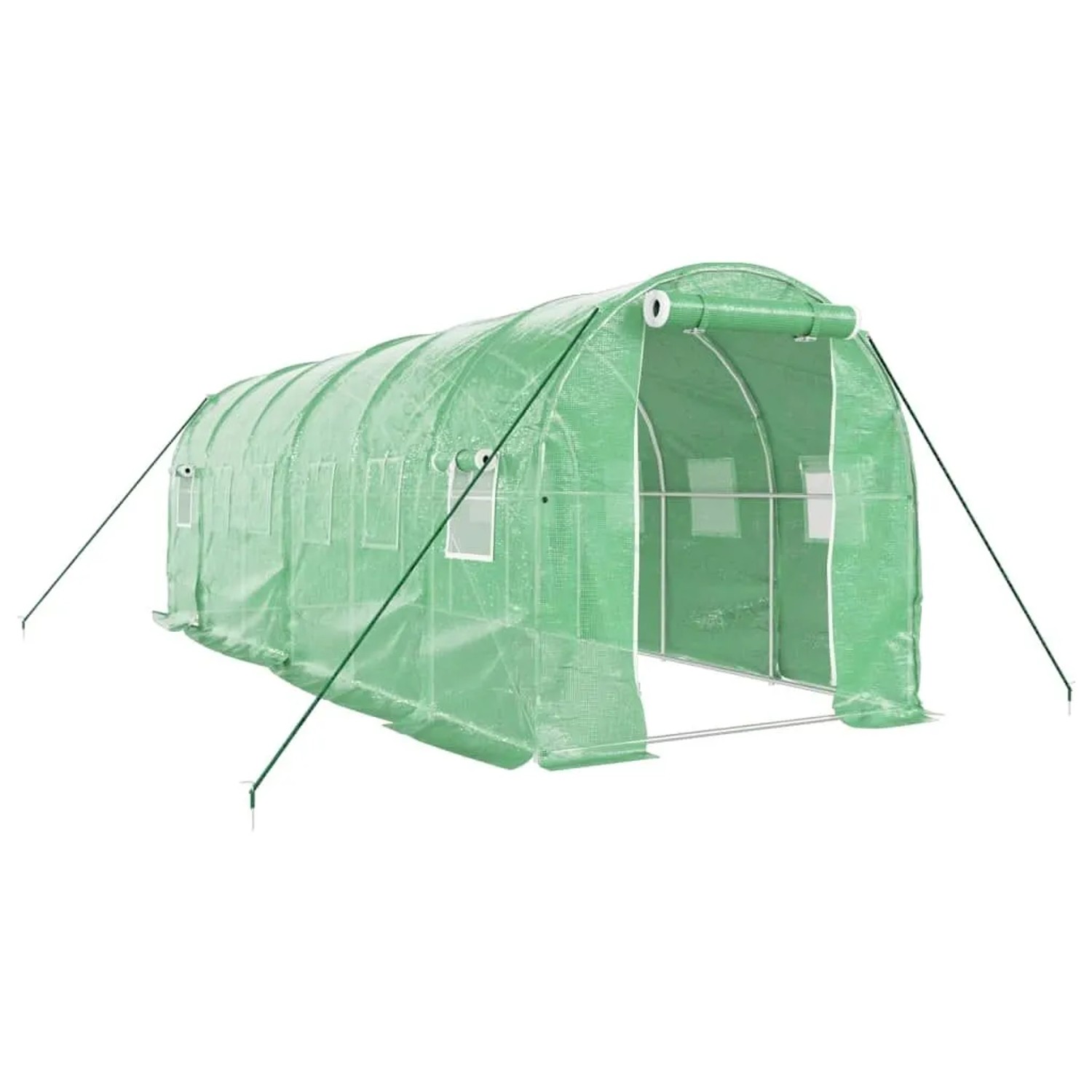 vidaXL Gewächshaus mit Stahlrahmen Grün 12 m² 6x2x2 m 3188018