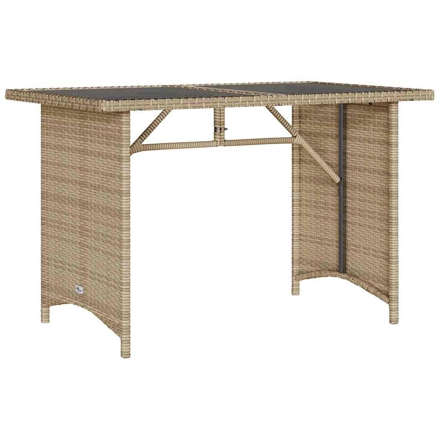 vidaXL Gartentisch mit Glasplatte Beige 110x68x70 cm Poly Rattan 366353 günstig online kaufen