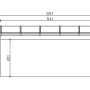 Technische Zeichnung der weißen Skan Holz Terrassenüberdachung Novara, Maße 557x309 cm.