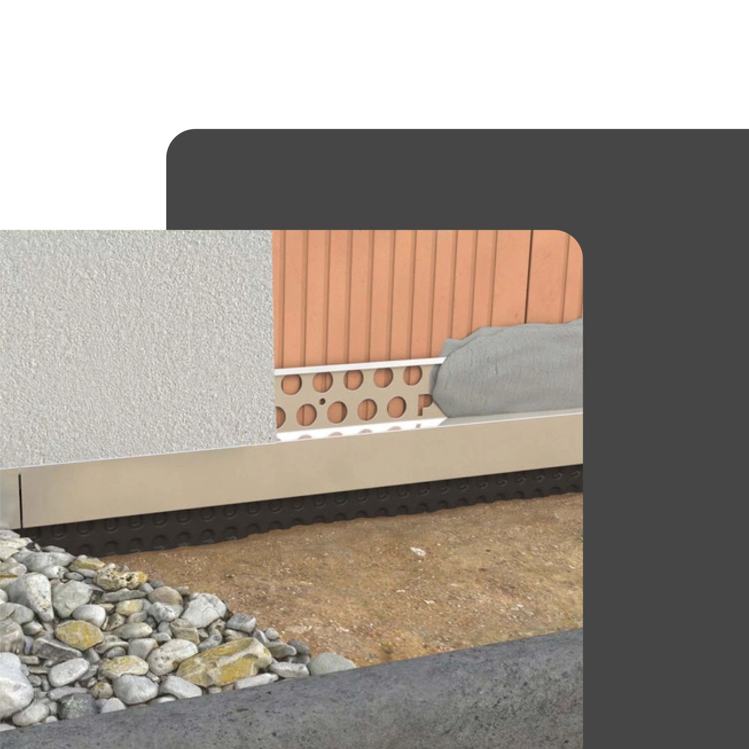 Edelstahl Noppenbahnprofil (10x250cm) für Außenputz ab 12mm Stärke.