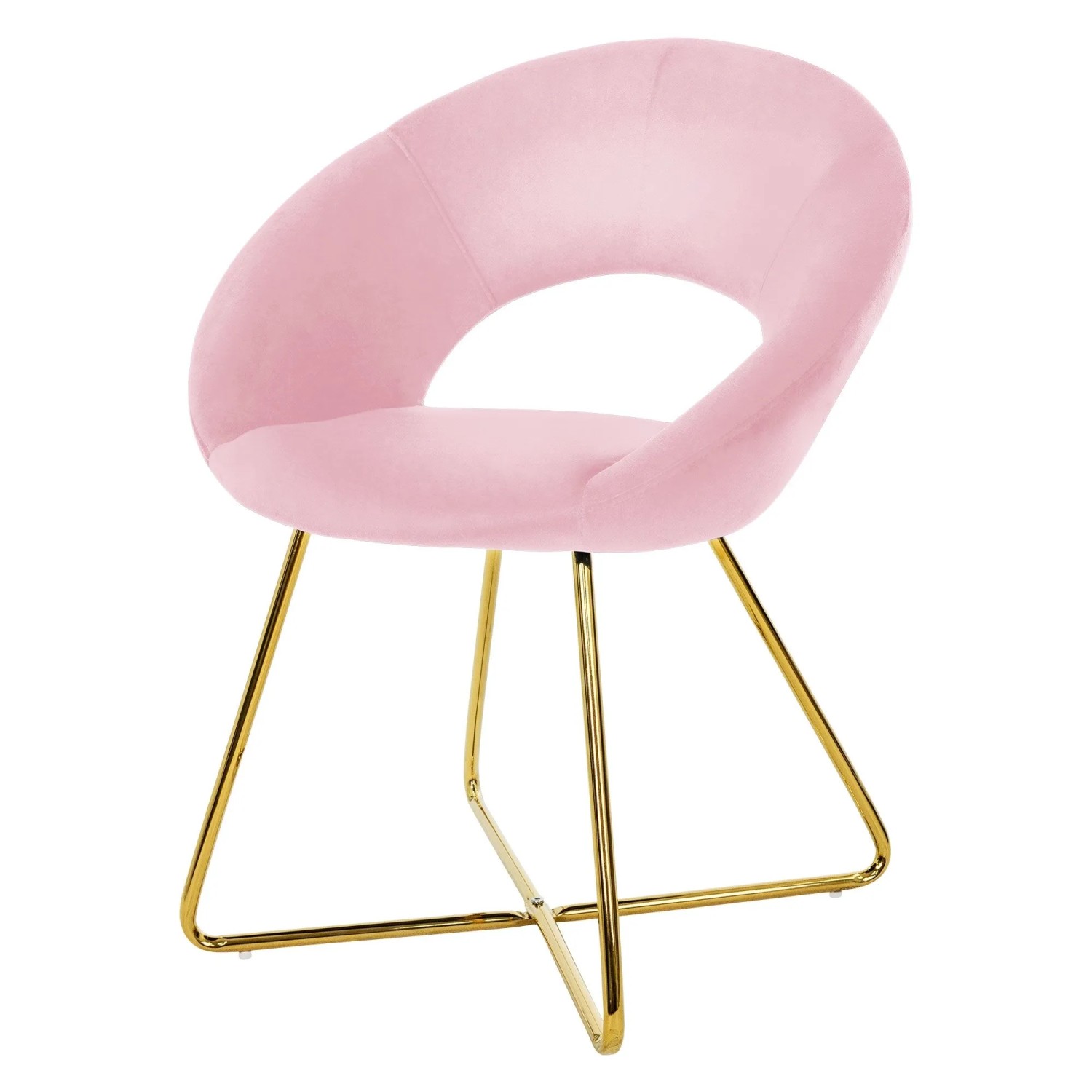 ML-Design Esszimmerstuhl Rosa Samtbezug Goldene Metallbeine