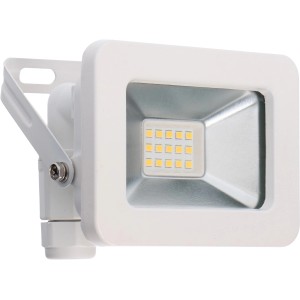 Weißer LED-Außenstrahler, 10W, 4000K, IP65, mit Montagebügel.