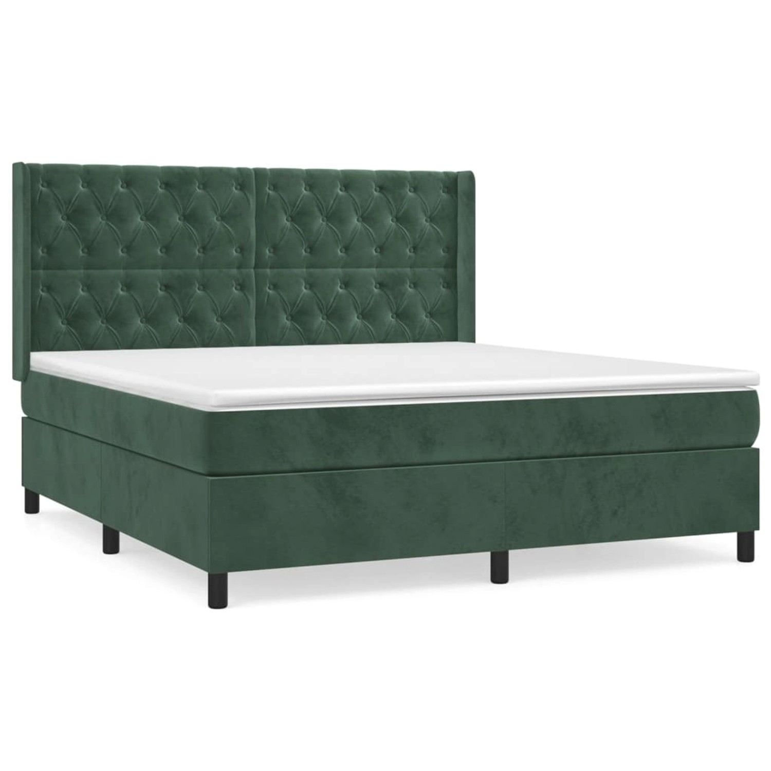 vidaXL Boxspringbett mit Matratze Dunkelgrün 160x200 cm Samt 3132870 günstig online kaufen