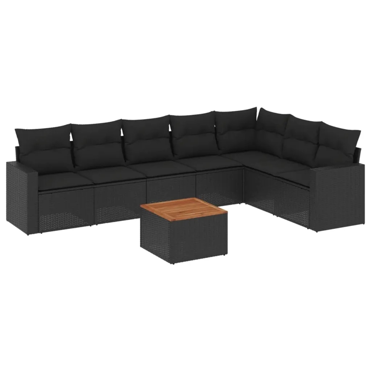 vidaXL 8-Tlg Garten-Sofagarnitur mit Kissen Schwarz Poly Rattan 3256482