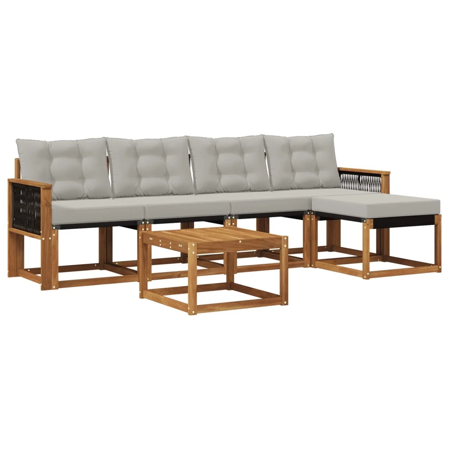 vidaXL Outdoor-Sofagarnitur mit Kissen 6 Stk Natur und Hellgrau 3381903