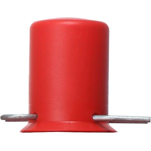 Rote Flaschenkappe als Ventilschutz für Propangasflaschen.