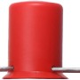Rote Flaschenkappe als Ventilschutz für Propangasflaschen.