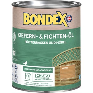 Dose Bondex Kiefern- und Fichten-Öl, Farbton Kiefer, für Holzschutz und -pflege im Außenbereich.