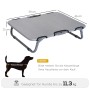 Graues PawHut Hundebett, faltbar, für Outdoor. Hundeliege mit Stahlrahmen, geeignet für Hunde bis 11,3 kg.