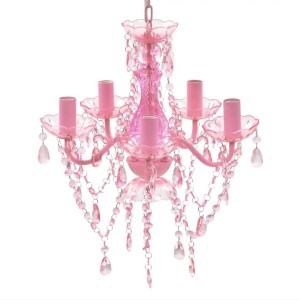 vidaXL Kronleuchter 5 Glühbirnen Rosa 240310