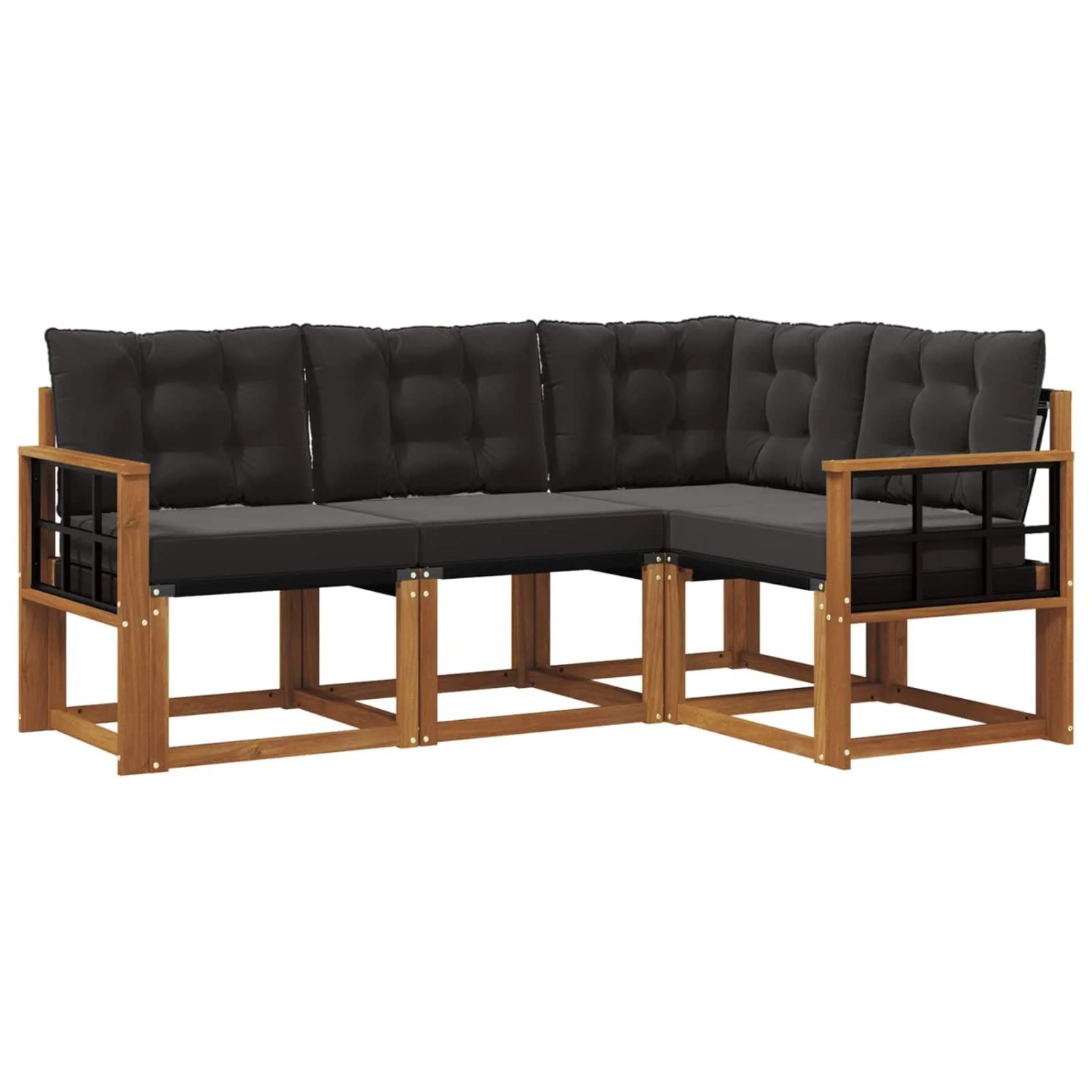 vidaXL Outdoor-Sofagarnitur mit Kissen 4-Tlg Natur und Schwarz 3368623