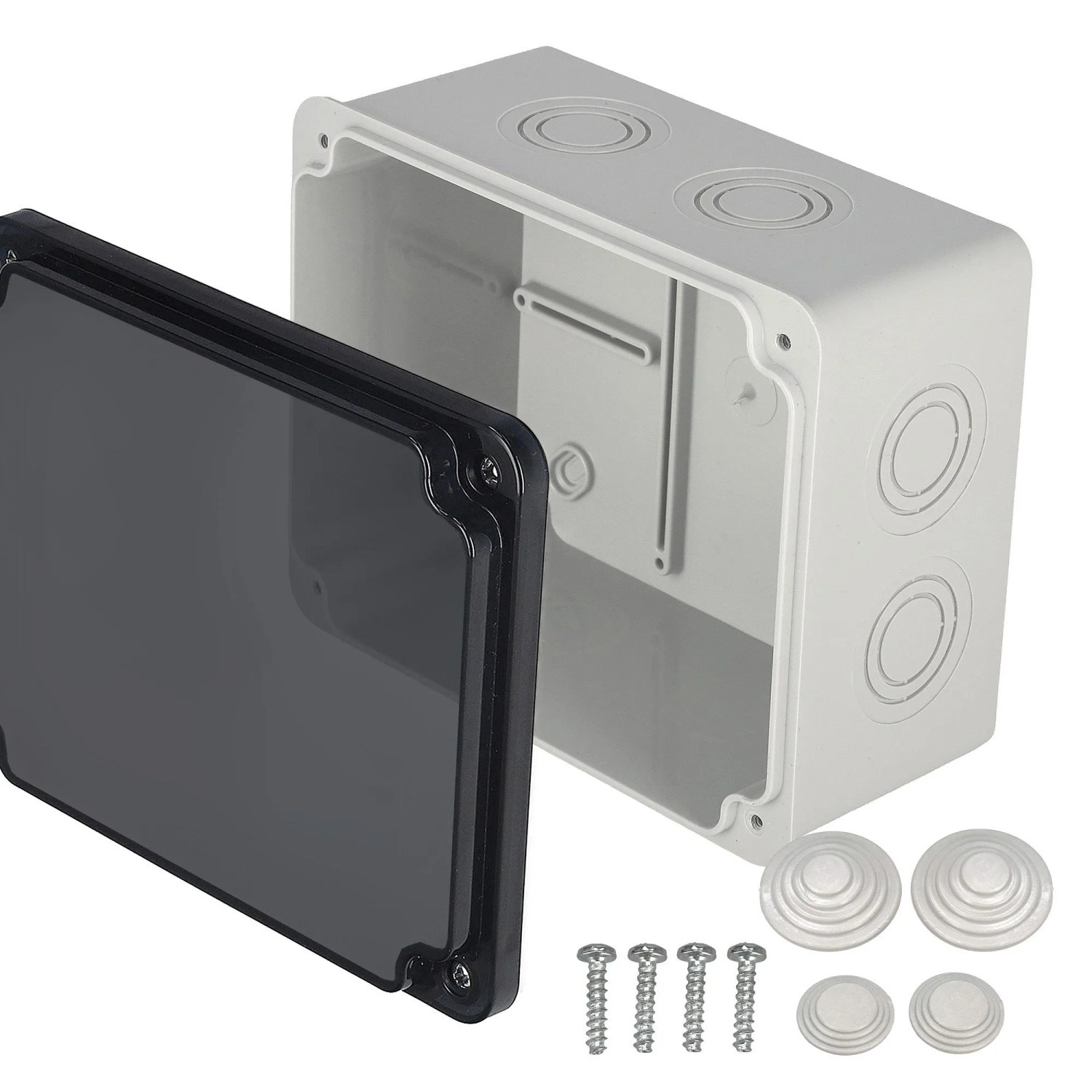EDO Abzweigkasten Aufputz 120 x 150 x 80 mm Grau-Transparent IP65 ABS